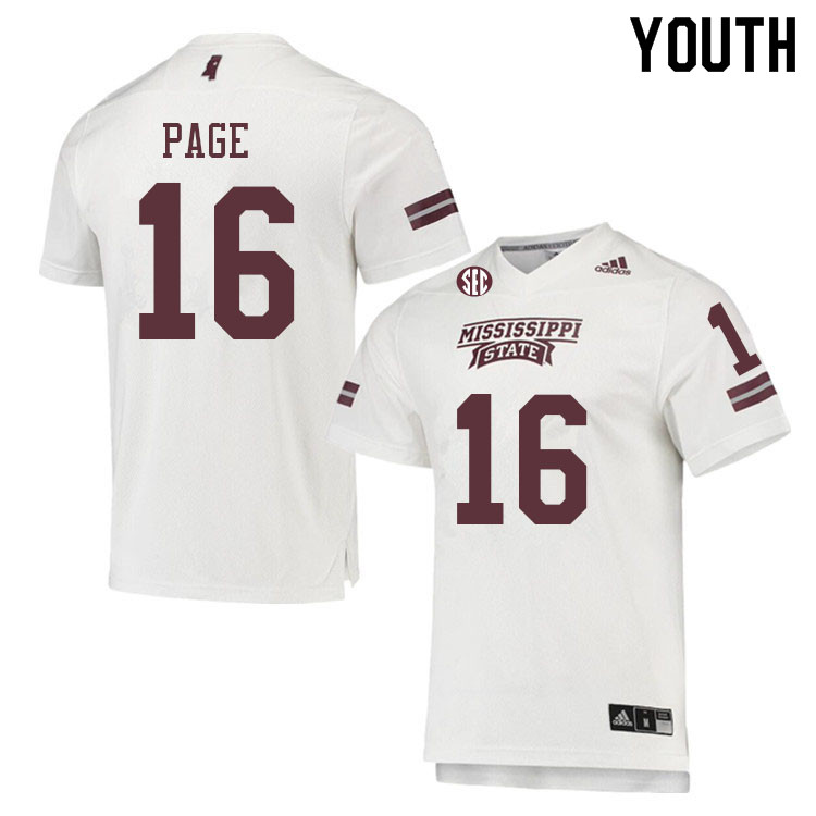 Youth #16 DeShawn Page Mississippi State Bulldogs College Football Jerseys Sale-White